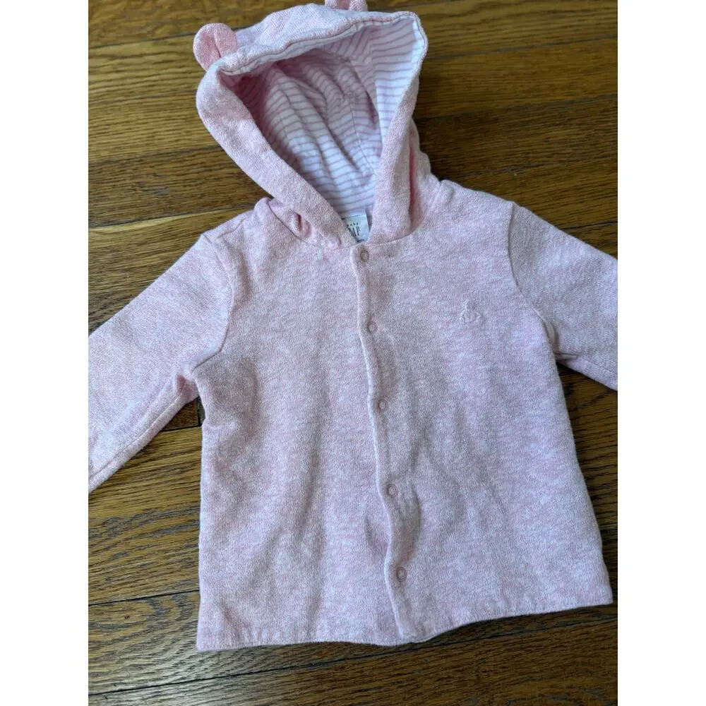 Gap Girls' Pink Hooded Sweatshirt Size 6-12 Months